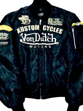 🔥VON DUTCH MOTORS BLACK BIKER JACKET!